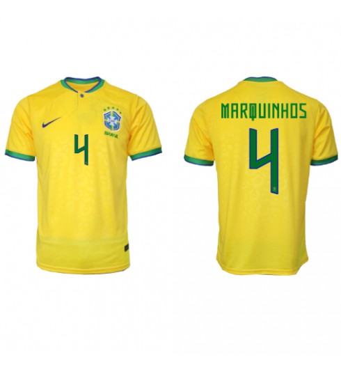 Brazílie Marquinhos #4 Domácí Dres MS 2022 Krátký Rukáv